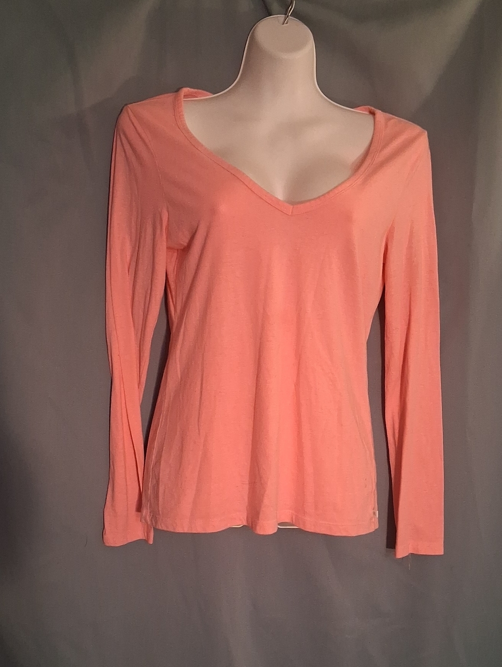 Victoria's Secret Long Sleeve V-Neck Top - Peach